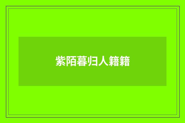 紫陌暮归人籍籍