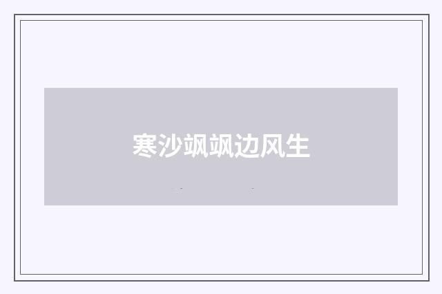 寒沙飒飒边风生