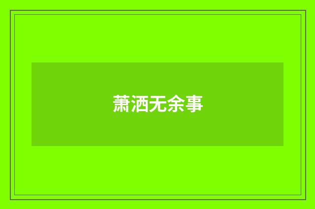 萧洒无余事