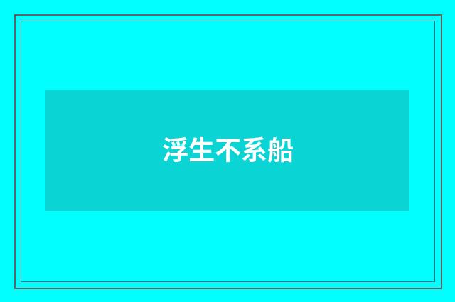 浮生不系船
