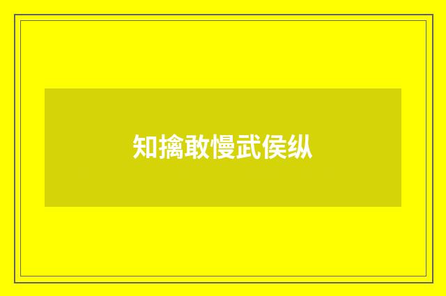 知擒敢慢武侯纵