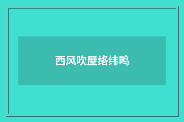 西风吹屋络纬鸣