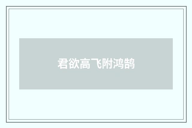 君欲高飞附鸿鹄