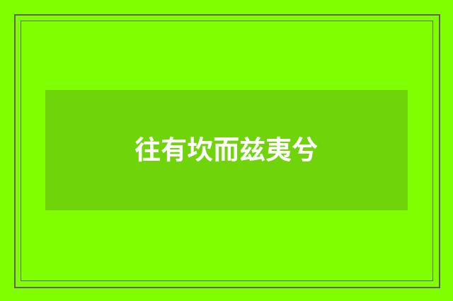 往有坎而兹夷兮