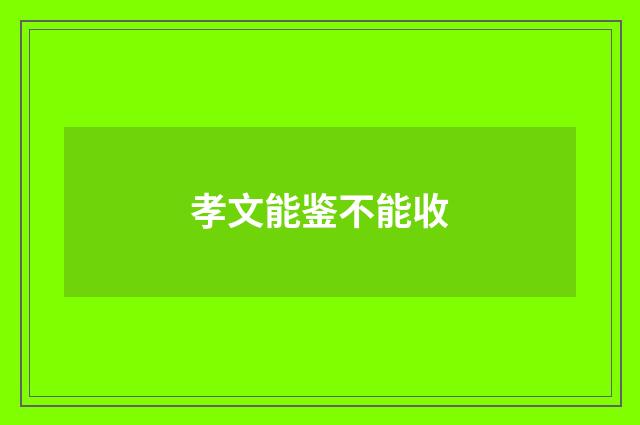 孝文能鉴不能收