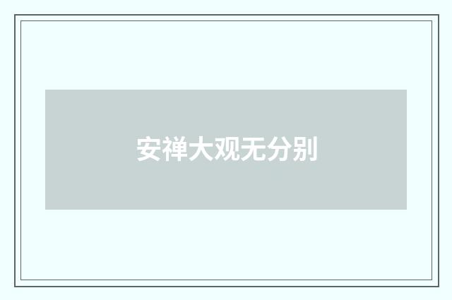 安禅大观无分别