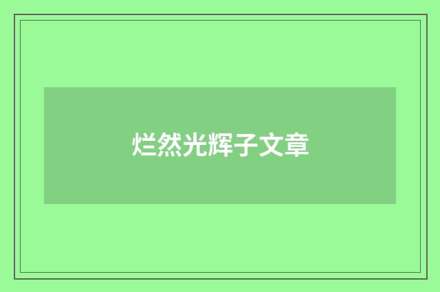烂然光辉子文章