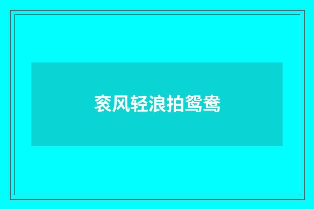 衮风轻浪拍鸳鸯