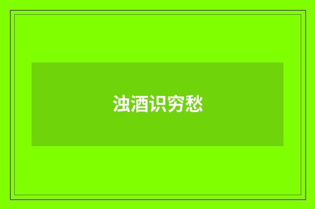 浊酒识穷愁