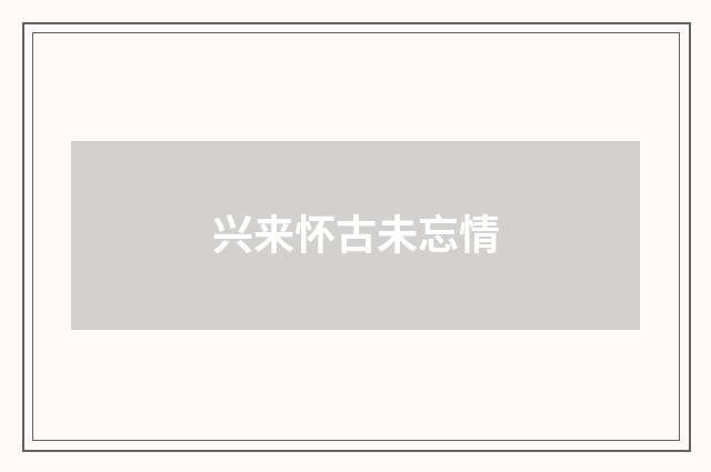 兴来怀古未忘情