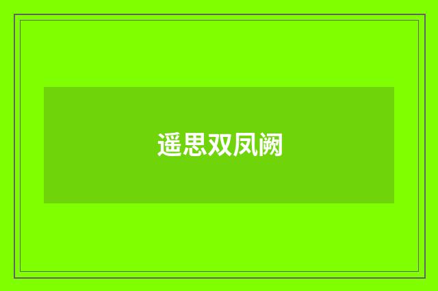 遥思双凤阙
