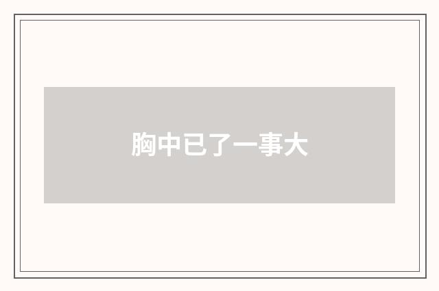 胸中已了一事大