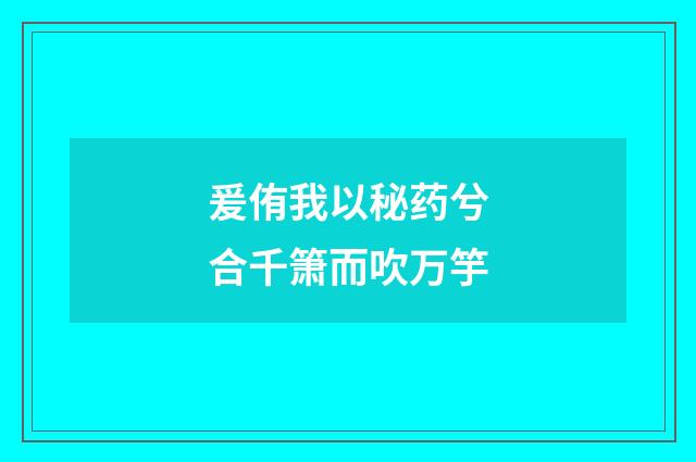 爰侑我以秘药兮合千箫而吹万竽