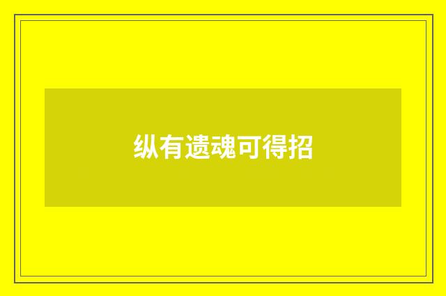 纵有遗魂可得招