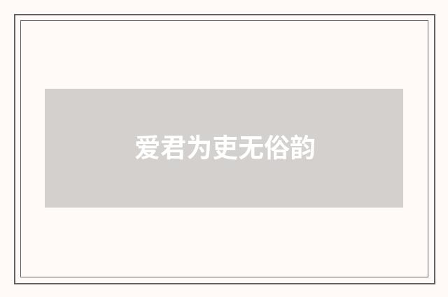 爱君为吏无俗韵