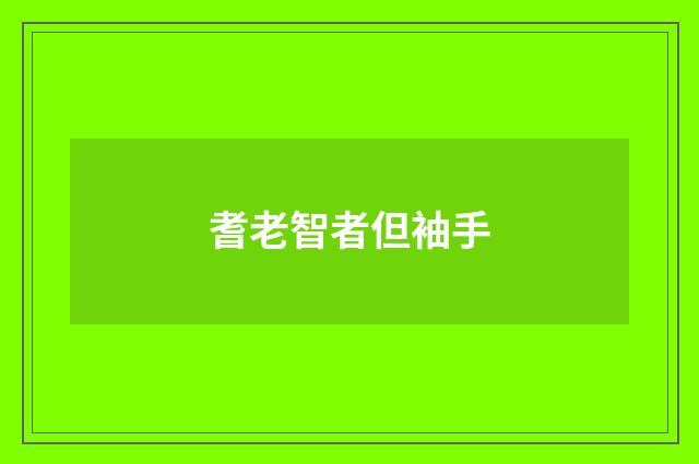 耆老智者但袖手