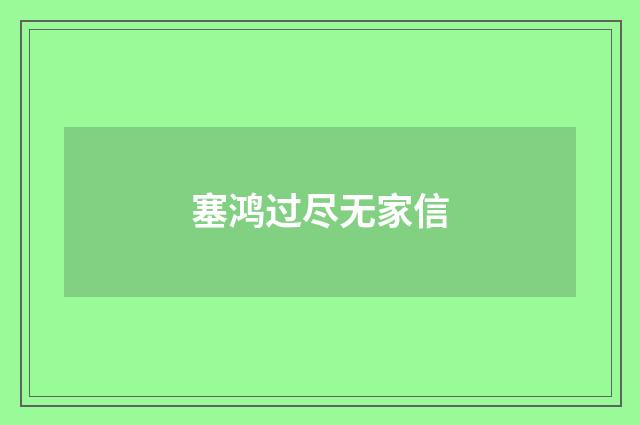 塞鸿过尽无家信