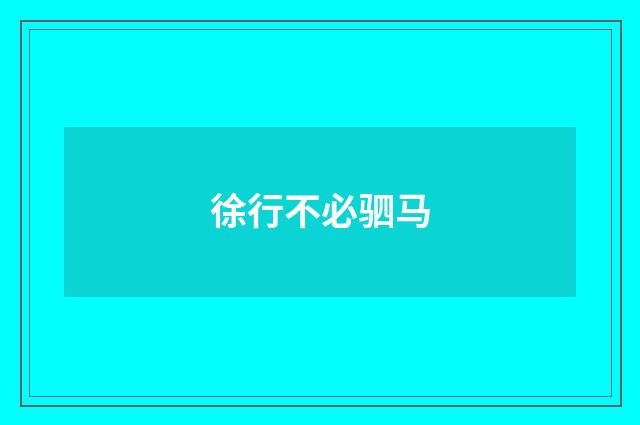 徐行不必驷马