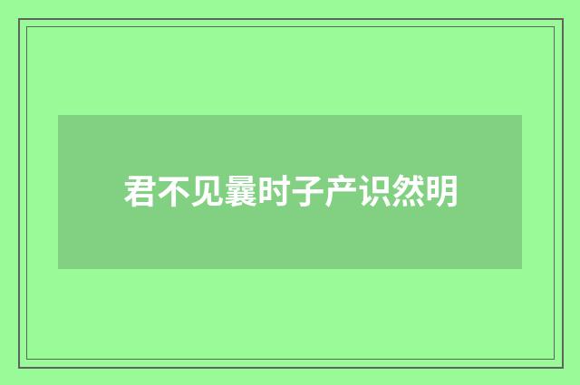 君不见曩时子产识然明