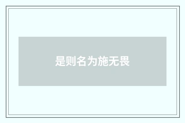 是则名为施无畏