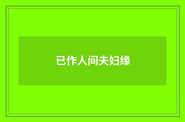 已作人间夫妇缘