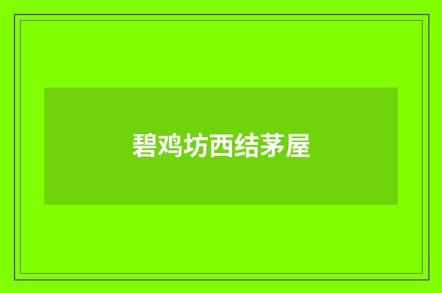 碧鸡坊西结茅屋