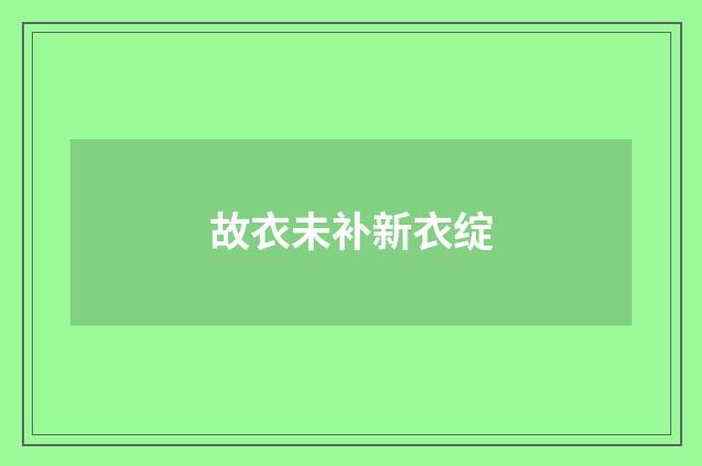 故衣未补新衣绽