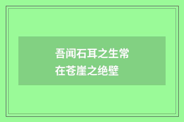 吾闻石耳之生常在苍崖之绝壁