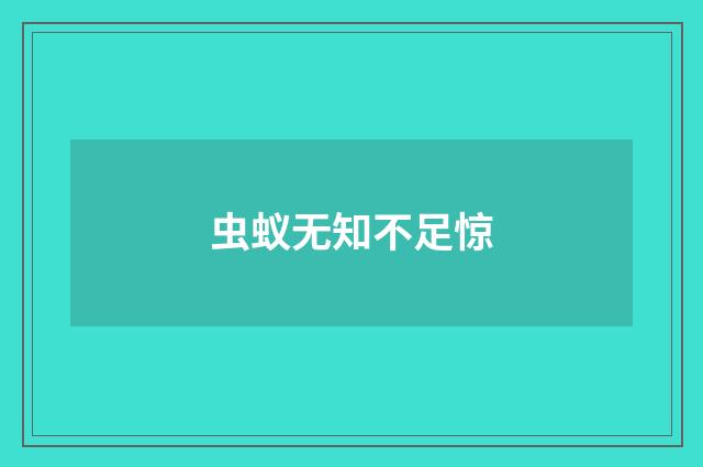 虫蚁无知不足惊