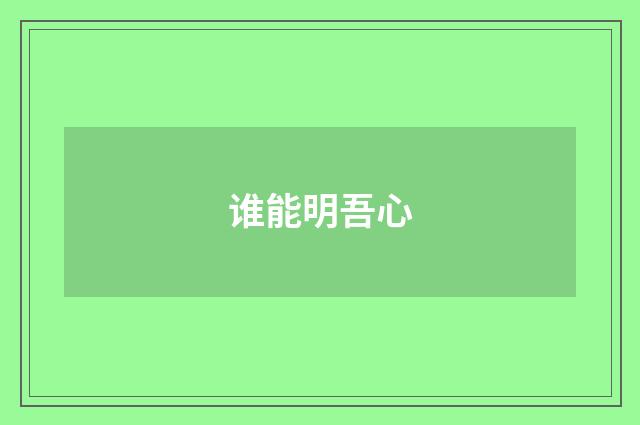 谁能明吾心
