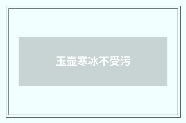 玉壶寒冰不受污
