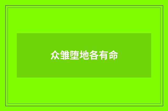 众雏堕地各有命
