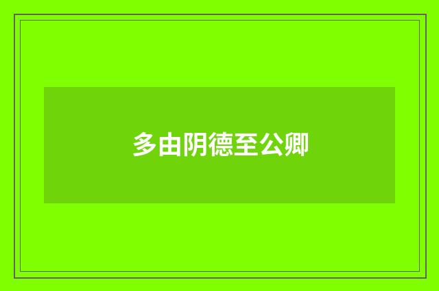 多由阴德至公卿