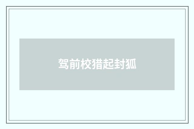 驾前校猎起封狐