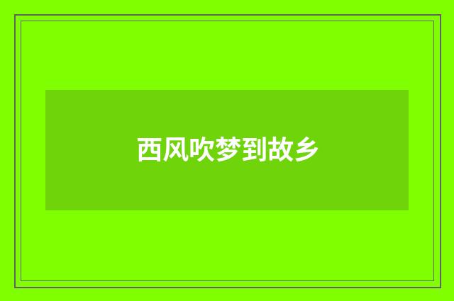 西风吹梦到故乡