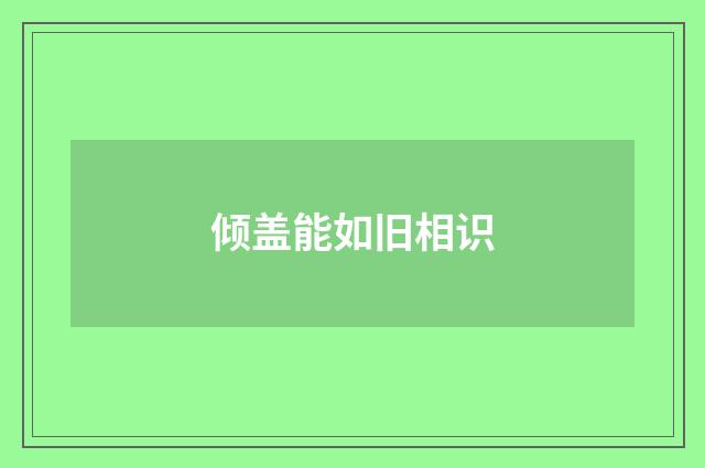 倾盖能如旧相识