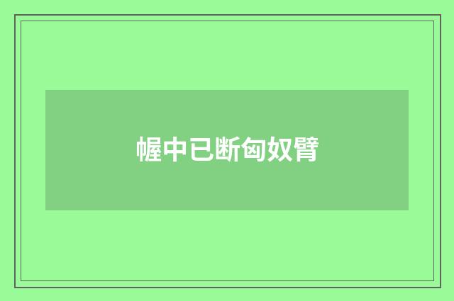 幄中已断匈奴臂