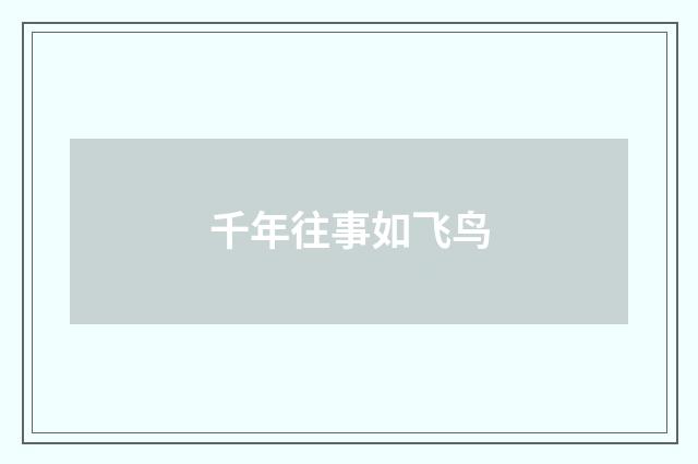 千年往事如飞鸟