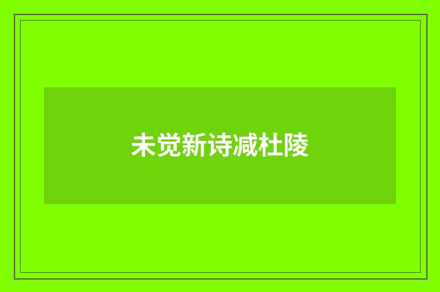 未觉新诗减杜陵