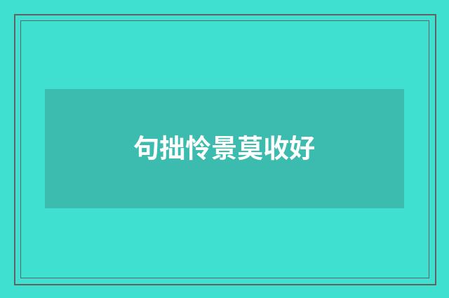 句拙怜景莫收好