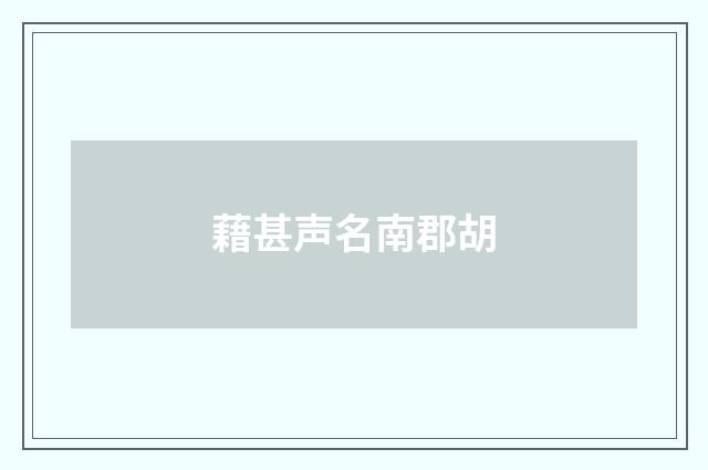 藉甚声名南郡胡