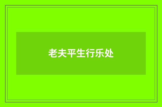 老夫平生行乐处