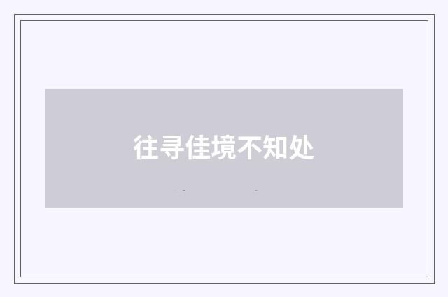 往寻佳境不知处