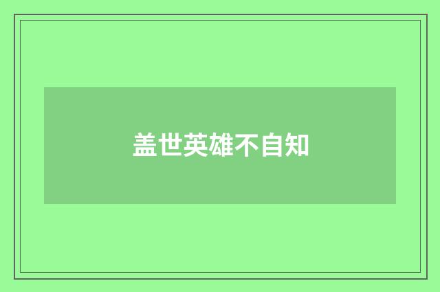 盖世英雄不自知