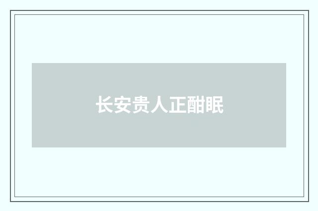 长安贵人正酣眠
