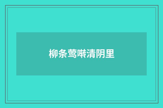 柳条莺啭清阴里