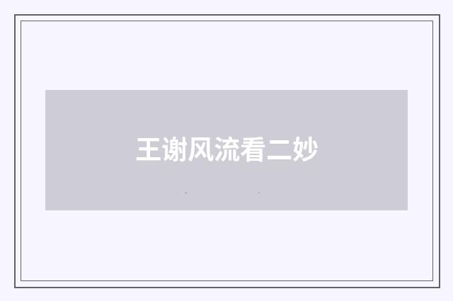 王谢风流看二妙