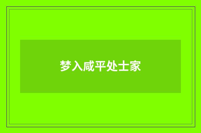 梦入咸平处士家
