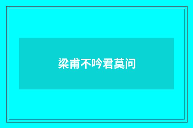 梁甫不吟君莫问