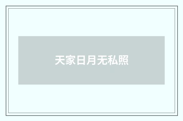 天家日月无私照